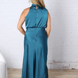 Anabelle Halter Neck Midi Dress - Teal