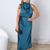 Anabelle Halter Neck Midi Dress - Teal