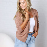 Adelin Pointelle Knit Open Front Cardigan - Marsala