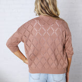 Adelin Pointelle Knit Open Front Cardigan - Marsala