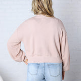 Quincy Layering Balloon Waffle Cardigan - Rose