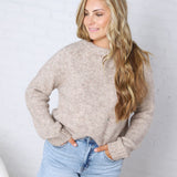 Gemma Speckled Crew Neck Knit Sweater - Oatmeal