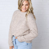 Gemma Speckled Crew Neck Knit Sweater - Oatmeal
