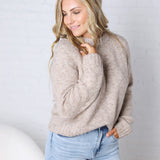 Gemma Speckled Crew Neck Knit Sweater - Oatmeal