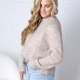 Gemma Speckled Crew Neck Knit Sweater - Oatmeal
