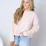 Reagan Button Front Sweater Cardigan - Ballet