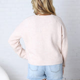 Reagan Button Front Sweater Cardigan - Ballet
