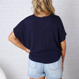 Jadin Dolman Sleeve Boat Neck Top - Dk Navy