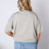 Bailey Mock Neck Short Sleeve Sweater - H Grey