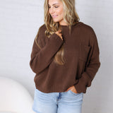 Peyton Roll Neck Pocket Sweater - Espresso