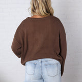 Peyton Roll Neck Pocket Sweater - Espresso