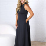 Aimee Flare Scuba Sleeveless Maxi Dress - Navy