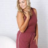 Maggie Seamless Ribbed Tank with Built in Bra - Rosewood
