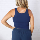 Maggie Seamless Ribbed Tank with Built in Bra - Ocean