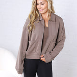 Bria Zip Up Jacket - Truffle