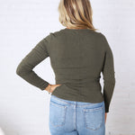 women's long sleeve ribbed crewneck basic top
