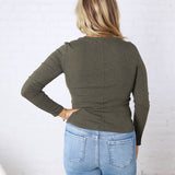 women's long sleeve ribbed crewneck basic top