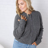 Huxley Puff Sleeve Sweater Cardigan - Charcoal