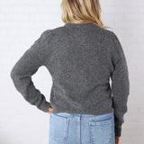 Huxley Puff Sleeve Sweater Cardigan - Charcoal