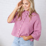 Lennie Elbow Length Sweater Cardigan - Purple Blue