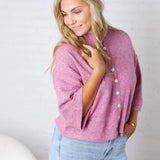 Lennie Elbow Length Sweater Cardigan - Purple Blue