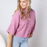 Lennie Elbow Length Sweater Cardigan - Purple Blue