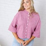 Lennie Elbow Length Sweater Cardigan - Purple Blue