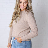 Elise Wool Blended Crewneck Sweater - Mushroom