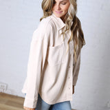 Brenly Cotton Fleece Oversized Shacket - Ecru