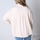 Brenly Cotton Fleece Oversized Shacket - Ecru