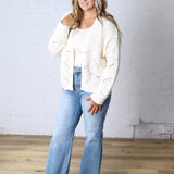 Greta Chunky Cotton Crochet Cardigan - Snow White