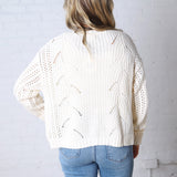 Greta Chunky Cotton Crochet Cardigan - Snow White