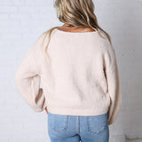 Nella Long Sleeve Fuzzy Knit Pullover Sweater - Khaki
