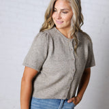 Ellery Puff Sleeve Sweater Cardigan - Charcoal Mocha