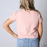 Darcy Short Sleeve Sweater Cardigan - Coral Peach