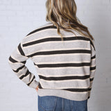 The Montgomery Sweater - Grey Brown Stripe