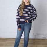 The Montauk Sweater - Navy/White Stripe