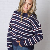 The Montauk Sweater - Navy/White Stripe