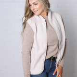Louisa Sherpa Fleece Zipper Mock Neck Vest - Ecru