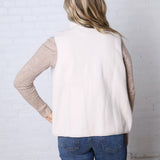 Louisa Sherpa Fleece Zipper Mock Neck Vest - Ecru