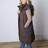 Havana Detachable Hood Zipper Puffer Vest - Ash Brown