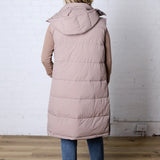 Havana Detachable Hood Zipper Puffer Vest - Latte