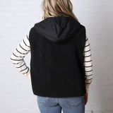 Posie Sherpa Fleece Hooded Vest - Black