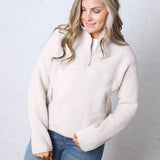 Zella Sherpa Fleece Half Zipper Pullover Top - Ecru