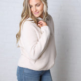 Zella Sherpa Fleece Half Zipper Pullover Top - Ecru