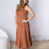 Kallin Smocked Tier Midi Dress