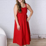 Camila Sleeveless Midi Dress - Red
