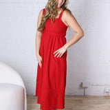 Camila Sleeveless Midi Dress - Red