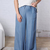 Kairi Wide Leg Tencel Chambray Pants