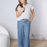 Kairi Wide Leg Tencel Chambray Pants